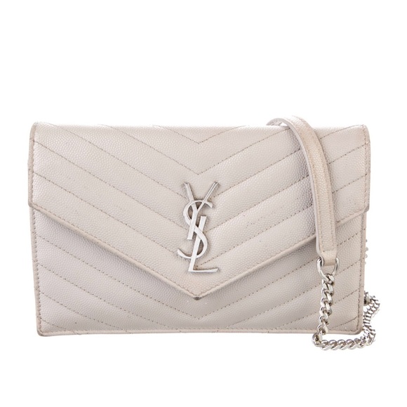 Saint Laurent YSL Cassandre Envelope WOC Wallet on Chain Leather Bag Purse - Picture 2 of 16